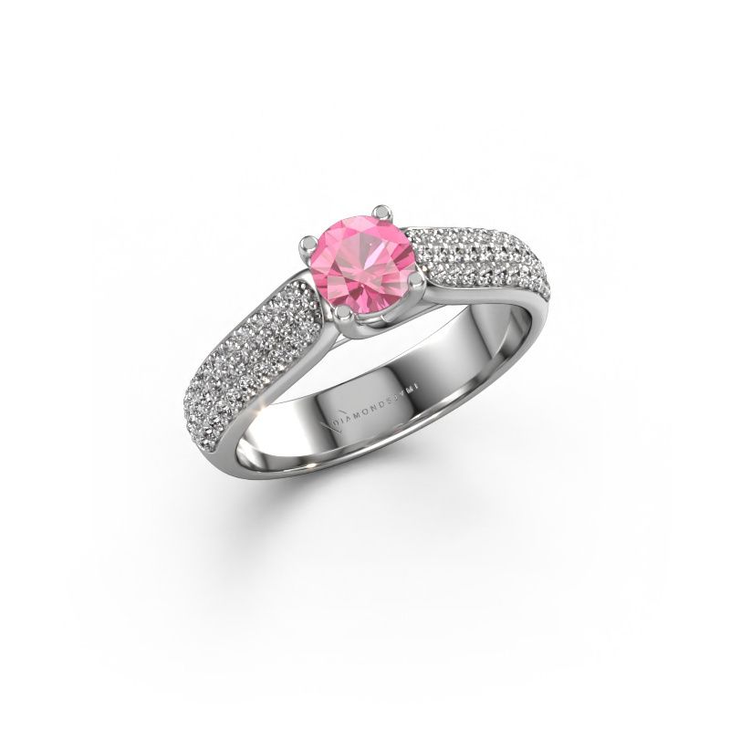Verlobungsring Leoness 585 Weißgold Pink Saphir 5 mm