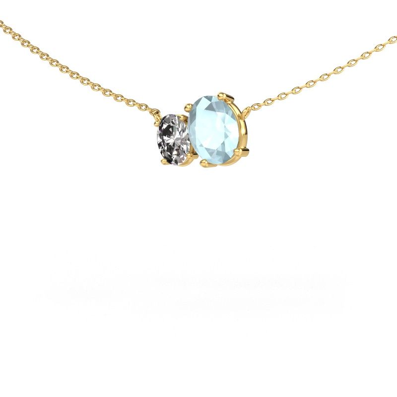 Pendentif Toi et Moi OVL OVL 585 or jaune aigue-marine 8x6 mm