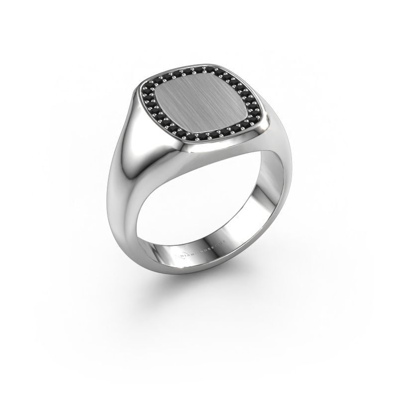 Men's ring Floris Cushion 3 585 white gold black diamond 0.270 crt
