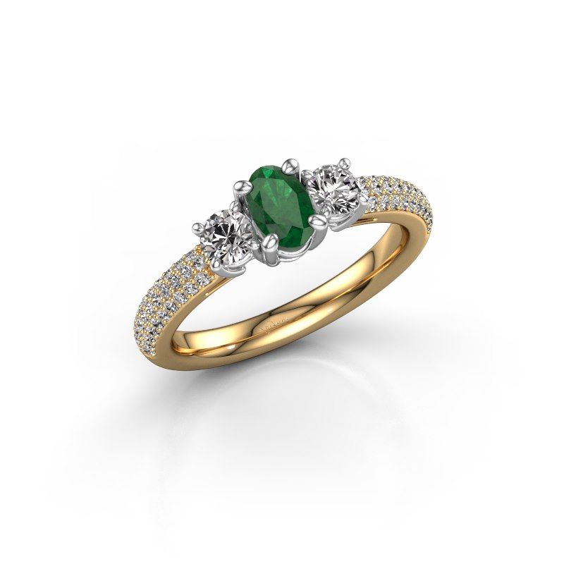 Image of Engagement Ring Marielle Ovl<br/>585 gold<br/>Emerald 6.5x4.5 mm