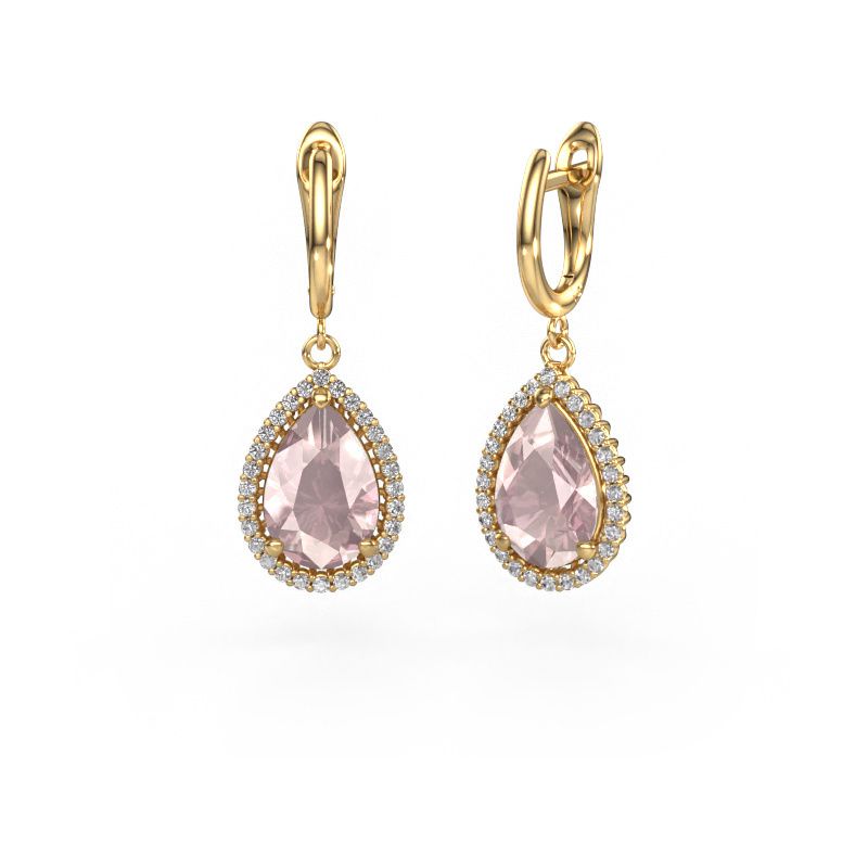 Drop earrings Tilly per 3 585 gold morganite champagne 12x8 mm