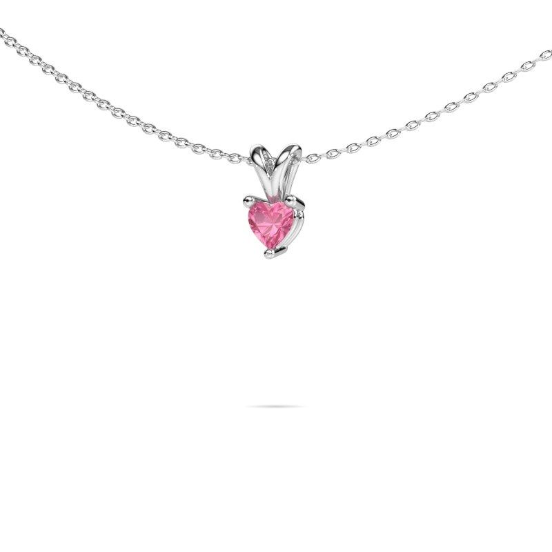 Anhänger Garnet 950 Platin Pink Saphir 4 mm