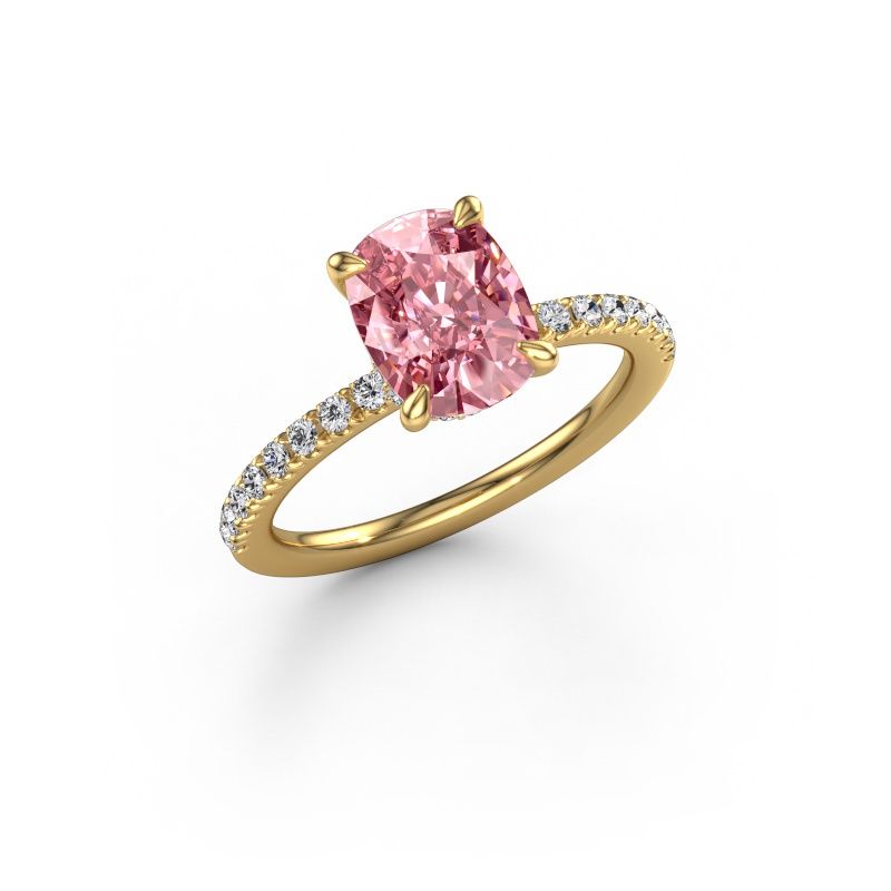 Engagement ring Crystal CSH 4 585 gold pink lab grown diamond 8x6 mm