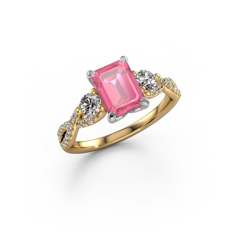 Engagement ring Marilou EME 585 gold pink sapphire 8x6 mm