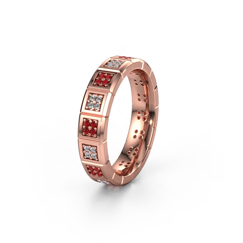 Wedding ring WH2056L15DP 585 rose gold ruby ±5x2.4 mm