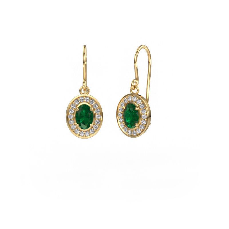 Drop earrings Layne 1 585 gold emerald 6.5x4.5 mm