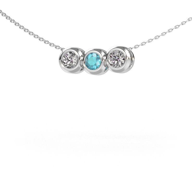 Kette Kim 3 585 Weißgold Blau Topas 4 mm