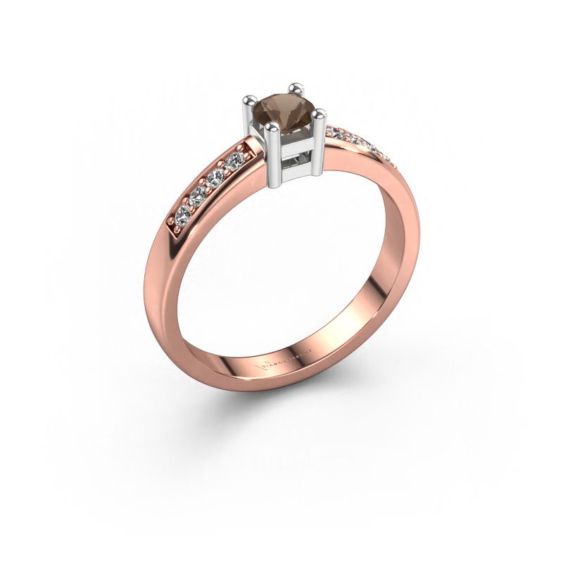 Engagement ring Eline 2 585 rose gold smokey quartz 3.7 mm