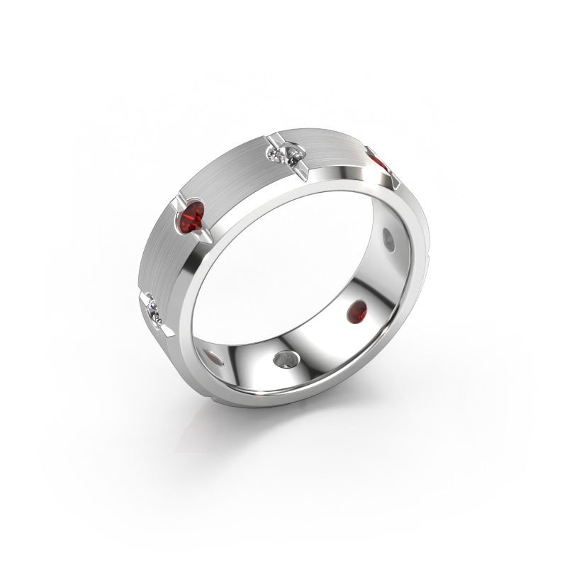 Men's ring Irwin 585 white gold garnet 2.7 mm
