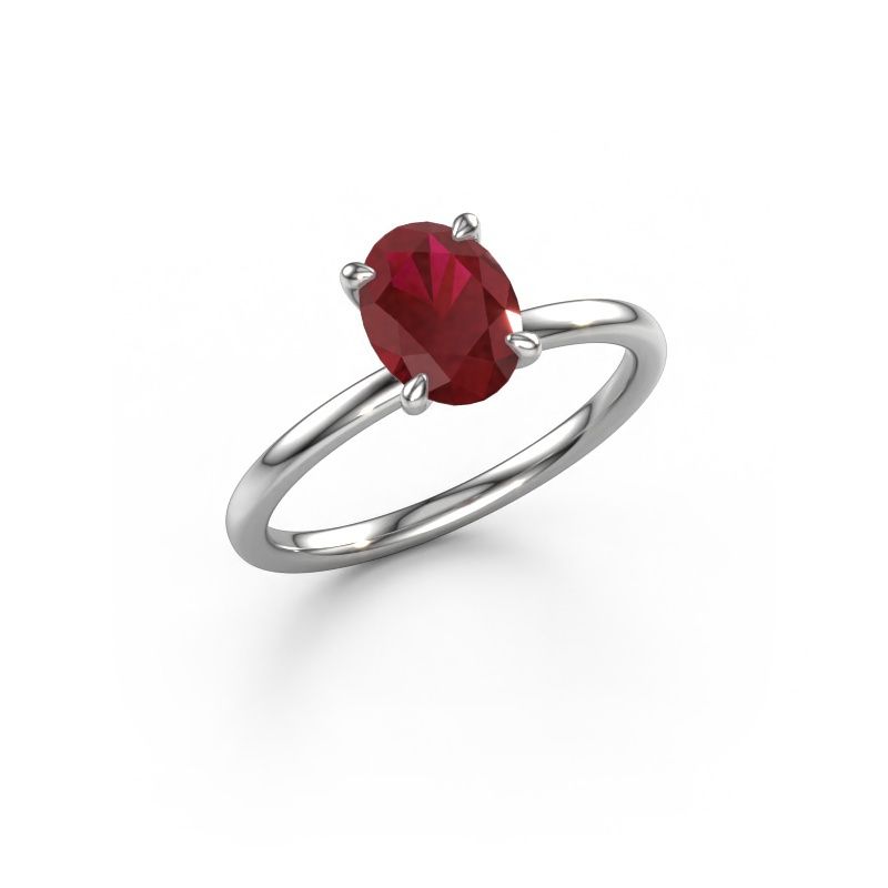 Verlobungsring Crystal OVL 1 950 Platin Rubin 8x6 mm