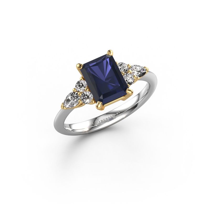 Engagement ring Melani RAD 585 white gold sapphire 8x6 mm