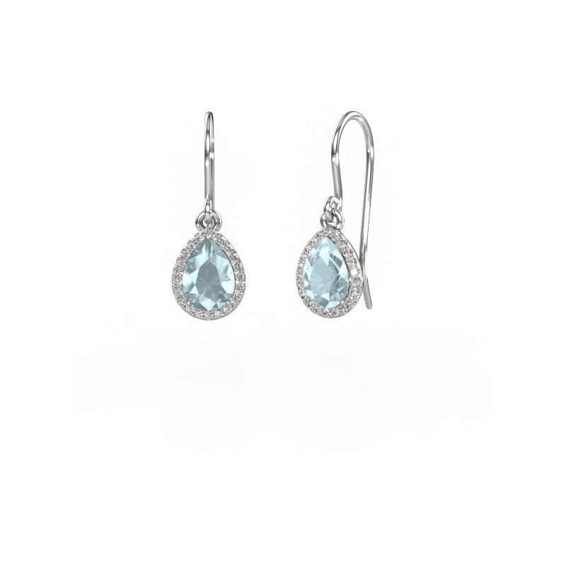 Pendants d'oreilles Seline per 950 platine aigue-marine 7x5 mm