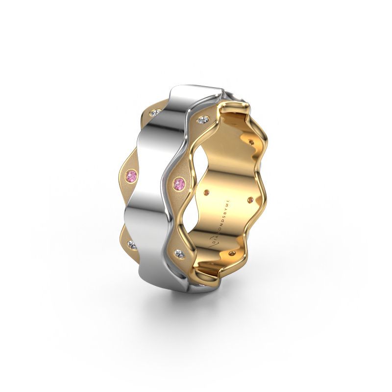 Trouwring WH2033L 585 goud roze saffier ±7x2.4 mm