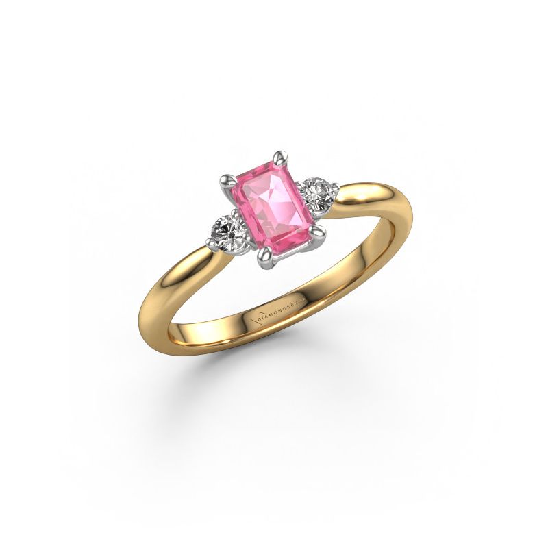 Engagement ring Lieselot EME 585 gold pink sapphire 6x4 mm