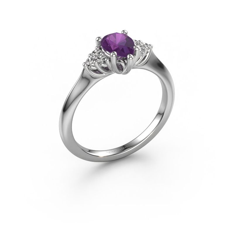 Verlovingsring Felipa PER 950 platina amethist 7x5 mm