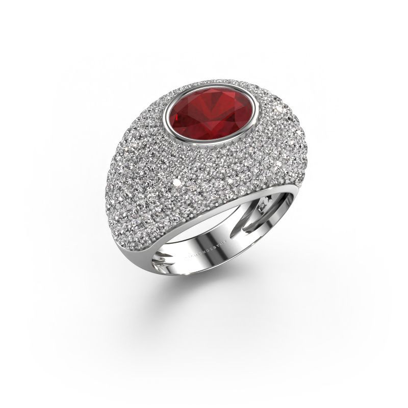 Ring Armida 950 platinum ruby 9x7 mm
