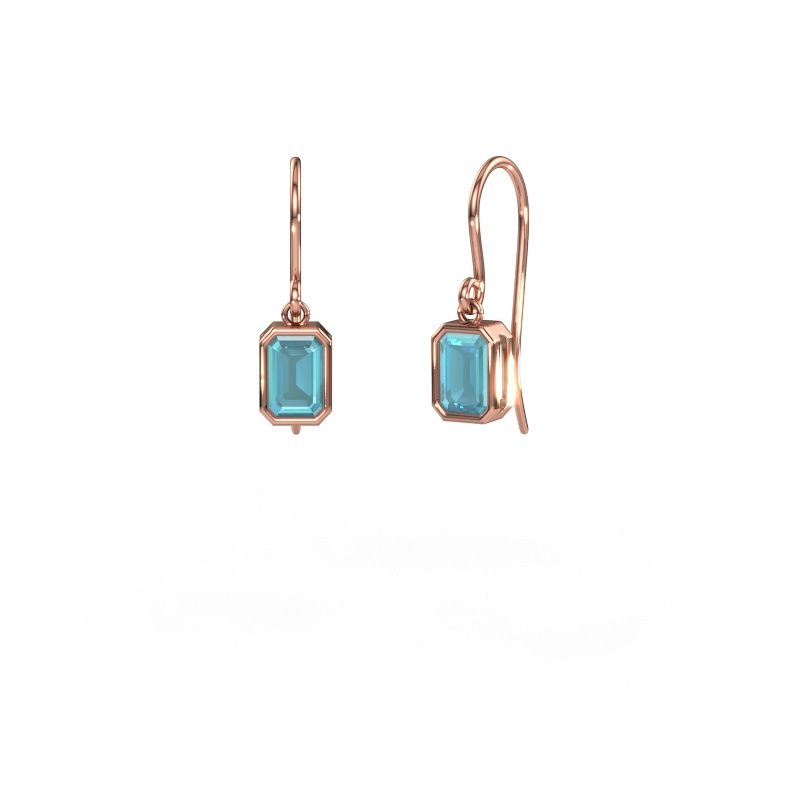 Oorbellen Lavon EME 585 rosé goud blauw topaas 6x4 mm