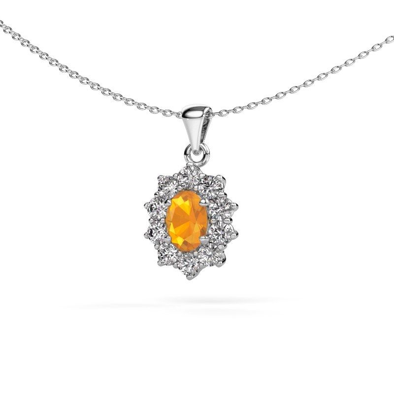 Pendant Leesa 585 white gold citrin 7x5 mm