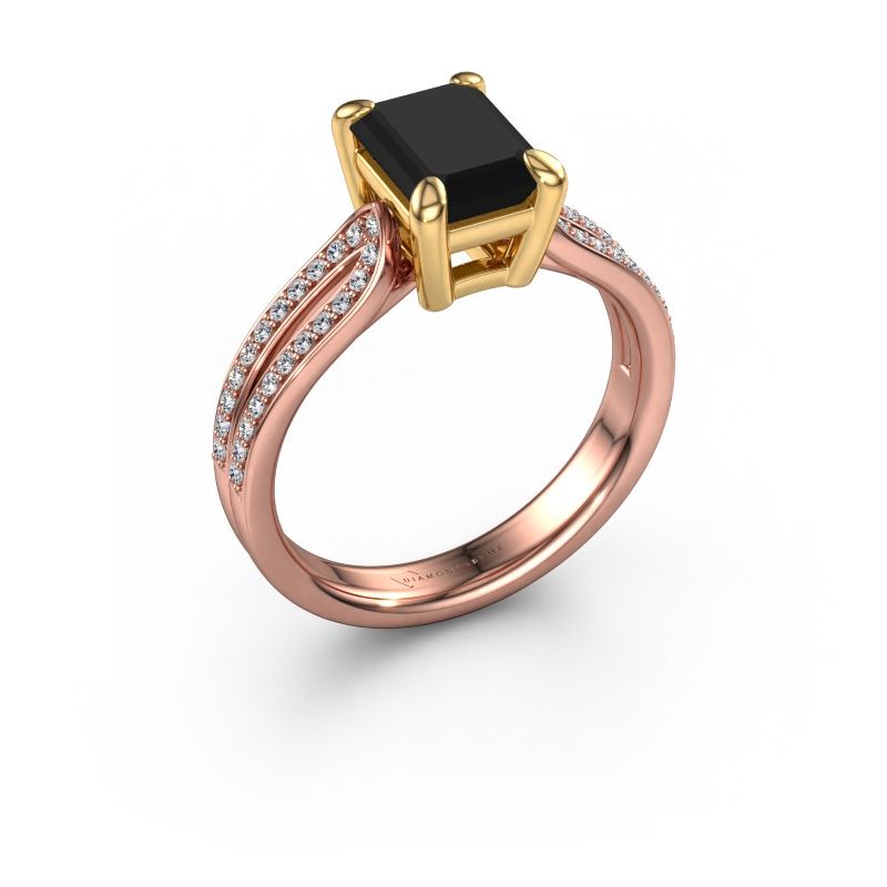 Engagement ring Antonia eme 2 585 rose gold black diamond 4.43 crt