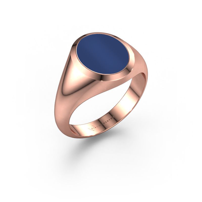 Zegelring Evon 2 585 rosé goud lapis lazuli 12x10 mm