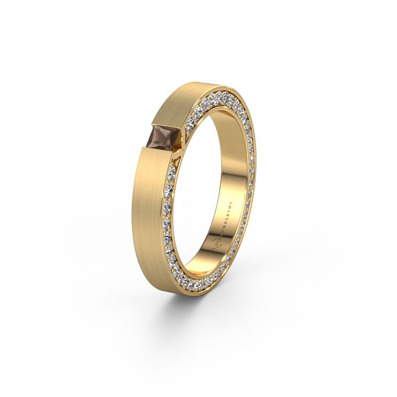Wedding ring WH2140L14B 585 gold smokey quartz ±3,5x2 mm