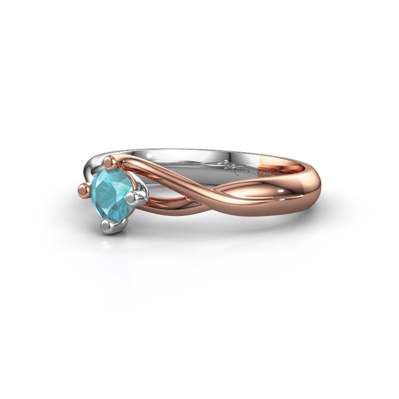 Image of Ring Paulien<br/>585 rose gold<br/>Blue topaz 4.2 mm