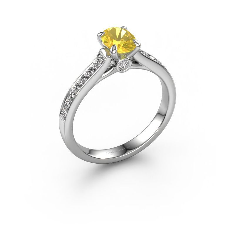 Verlobungsring Valorie ovl 2 950 Platin Gelb Saphir 7x5 mm