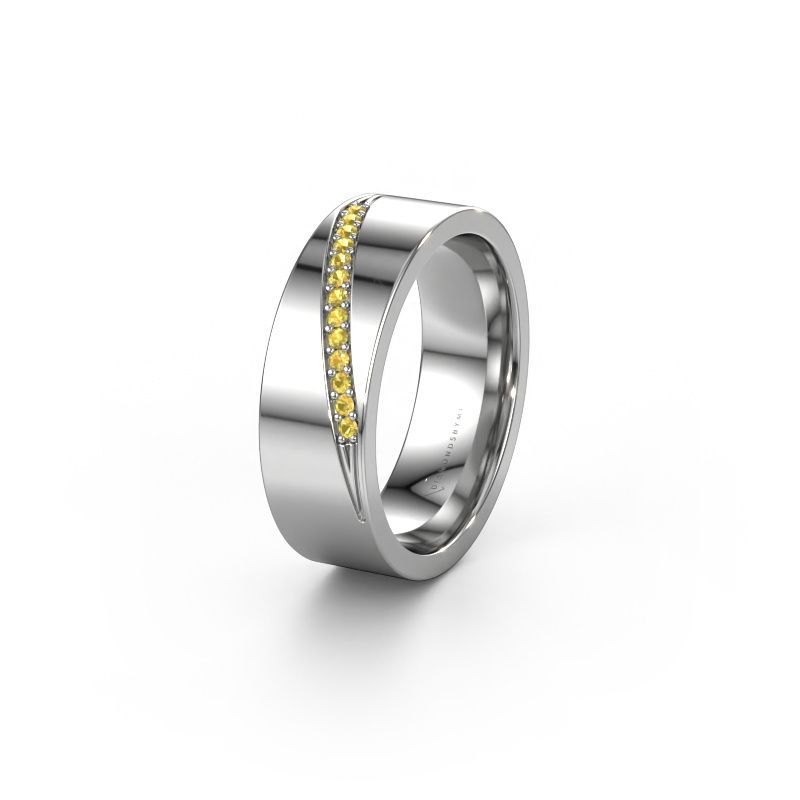 Trouwring WH2146L17A 950 platina gele saffier ±7x1.7 mm