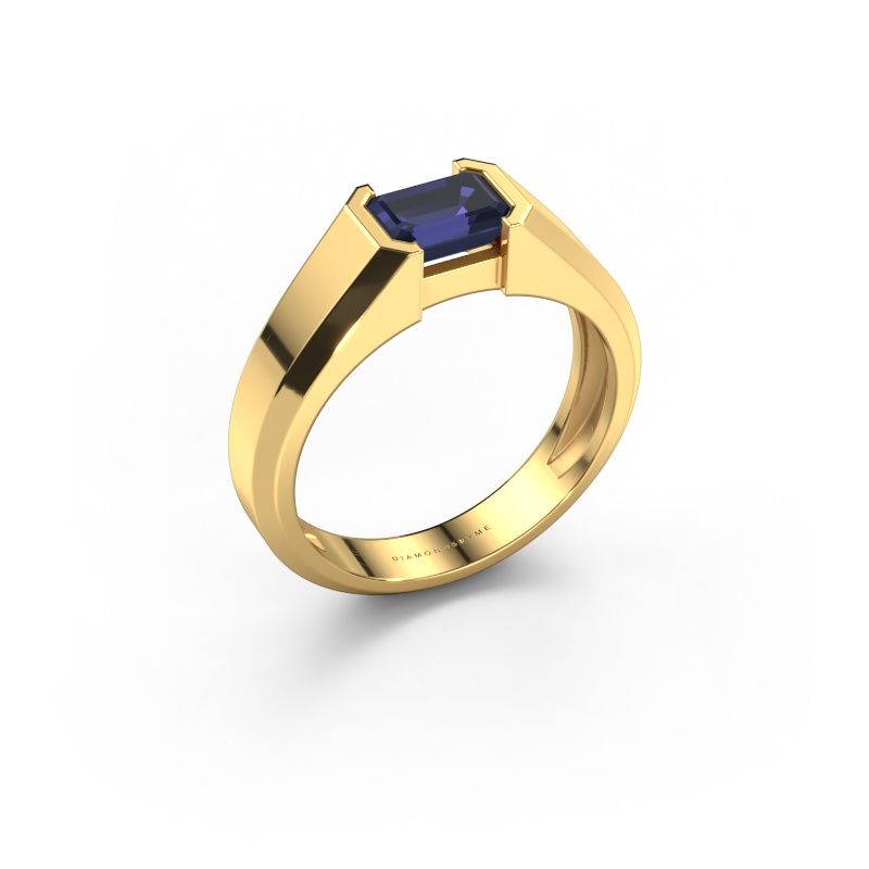 Bague pour homme Rick 585 or jaune saphir 7x5 mm