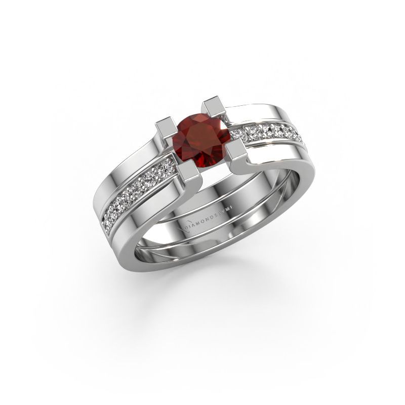 Bague de fiançailles Myrthe 950 platine grenat 5 mm