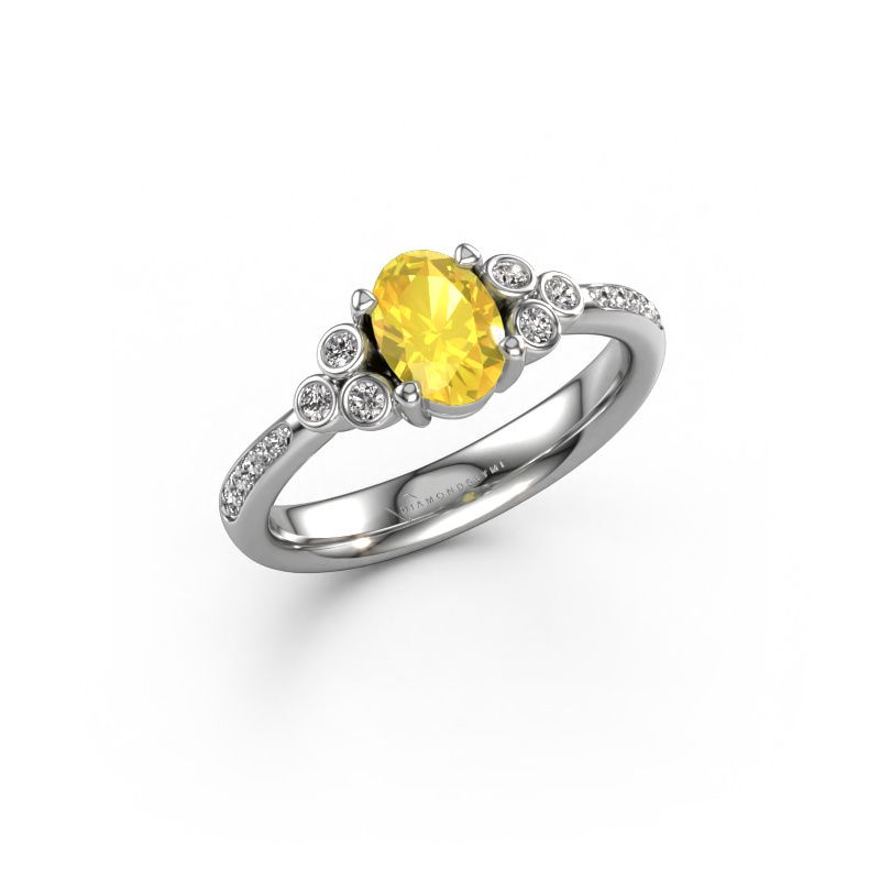 Bague de fiançailles Lucy 2 950 platine saphir jaune 7x5 mm