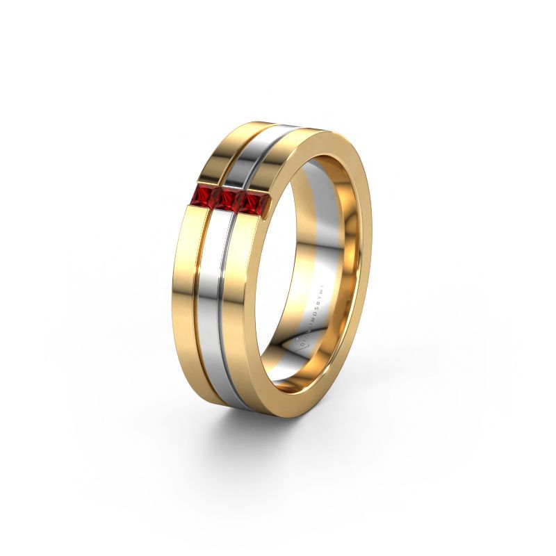 Wedding ring WH0428L16BP 585 gold garnet ±0.24x0.08 in