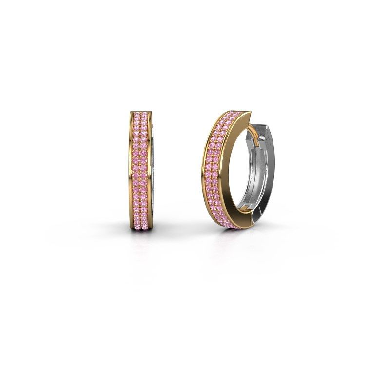 Image of Hoop earrings Renee 5 12 mm 585 gold pink sapphire 1 mm
