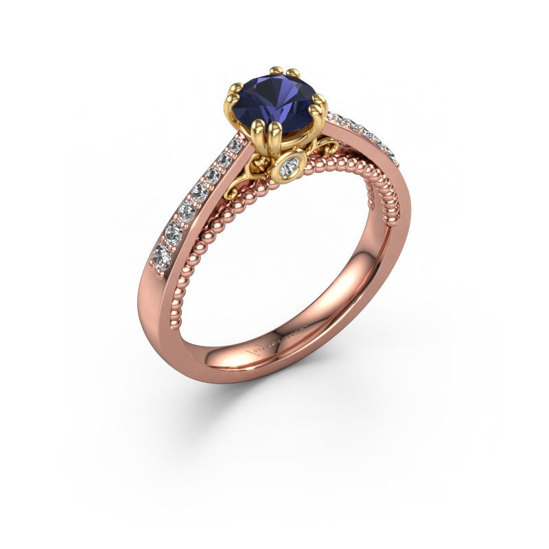 Bague de fiançailles Rozella 585 or rose saphir 5.5 mm