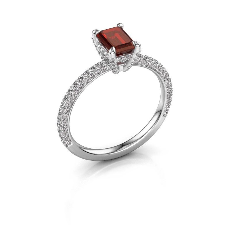 Image of Engagement ring saskia eme 2<br/>585 white gold<br/>Garnet 6.5x4.5 mm