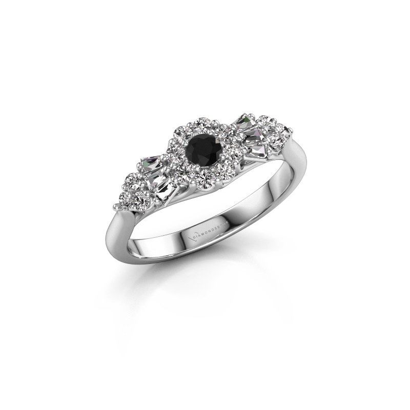 Afbeelding van Verlovingsring Carisha<br/>585 witgoud<br/>Zwarte diamant 0.55 crt
