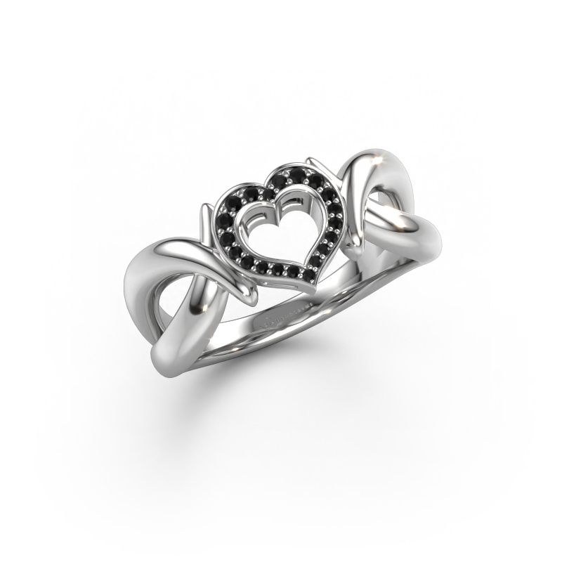 Ring Earlie 1 950 Platin Schwarz Diamant 0.092 crt