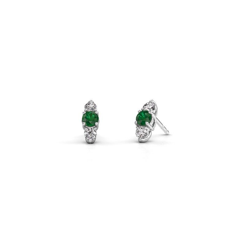 Image of Earrings Amie 950 platinum emerald 4 mm