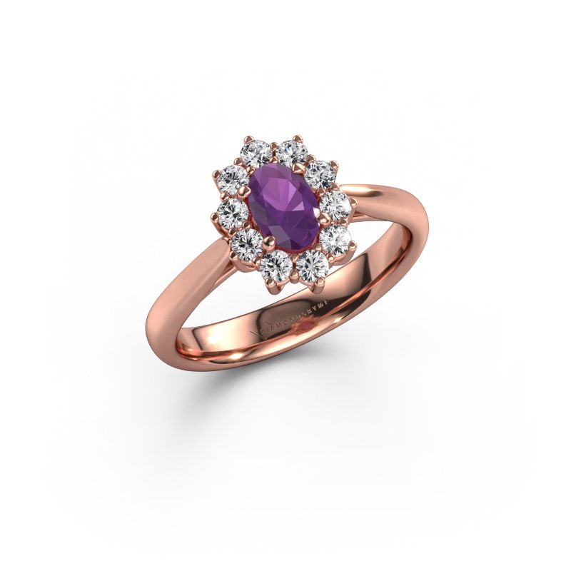 Bague de fiançailles Leesa 1 express 585 or rose améthyste 6x4 mm