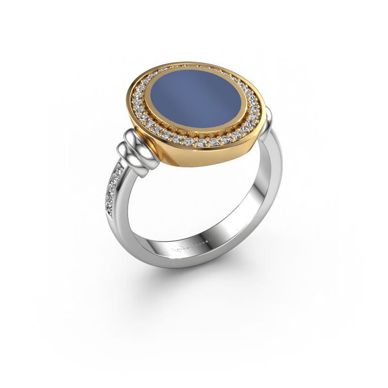 Siegelring Servie 2 585 Weißgold Blau Lagenstein 12x10 mm