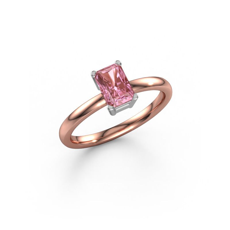 Engagement ring Denita 1 RAD 585 rose gold pink lab grown diamond 6.5x4.5 mm