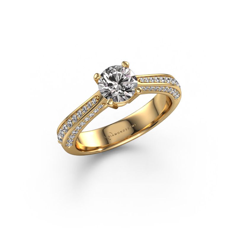 Bague de fiançailles Ruby rnd 585 or jaune zircone 5.7 mm