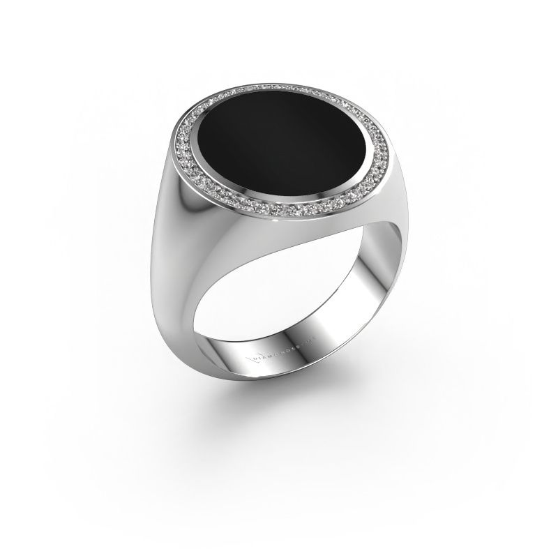 Signet ring Adam 5 585 white gold onyx 15x13 mm