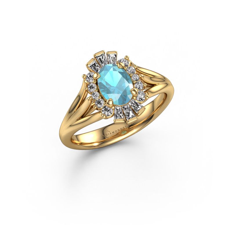 Image of Engagement ring Andrea 585 gold blue topaz 7x5 mm