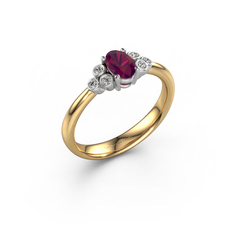 Verlovingsring Lucy 1 585 goud rhodoliet 6x4 mm