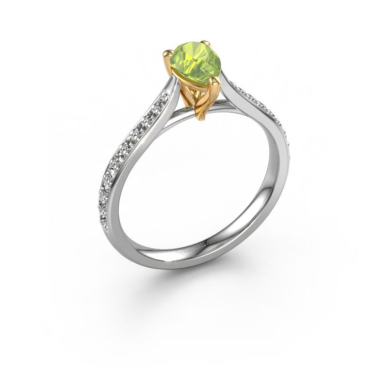 Verlovingsring Mignon PER 2 585 witgoud peridoot 6.5x4.5 mm
