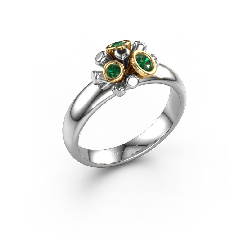 Ring Pameila 585 witgoud smaragd 2 mm