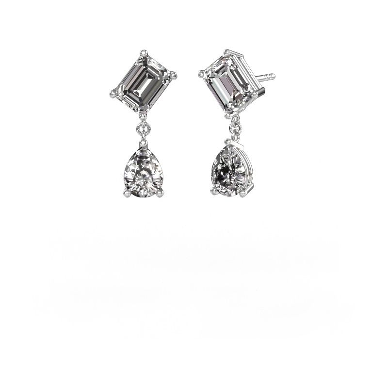 Boucles d'oreilles Toi et Moi EME PER 950 platine diamant synthétique 5.50 crt