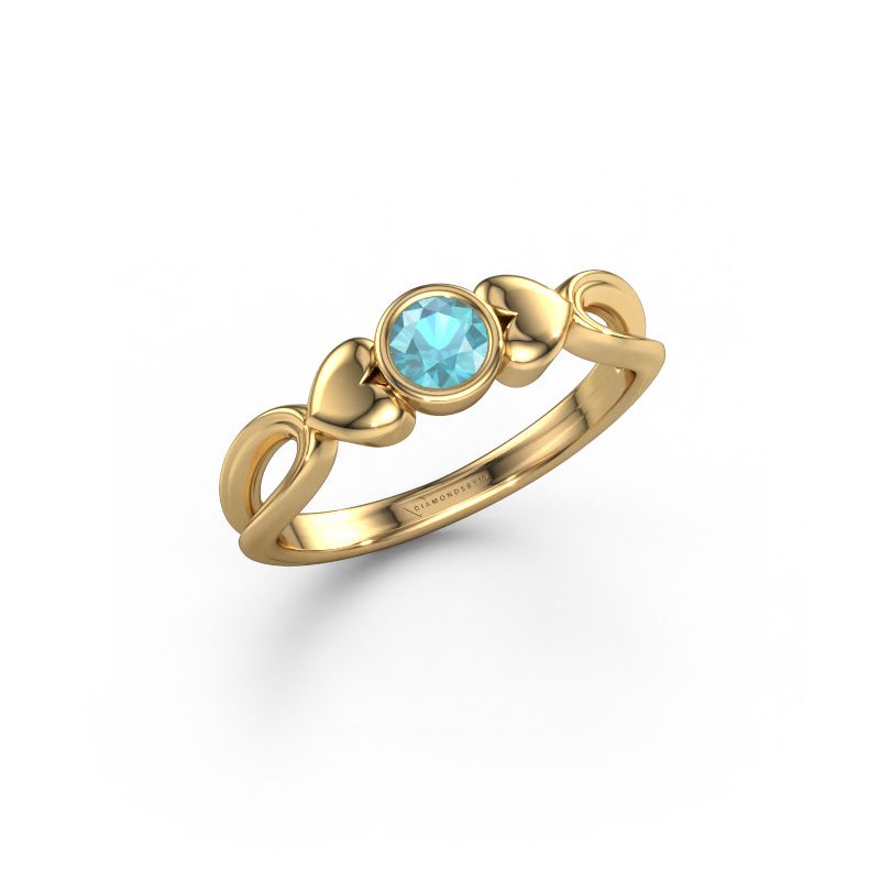 Ring Lorrine 585 goud blauw topaas 4 mm