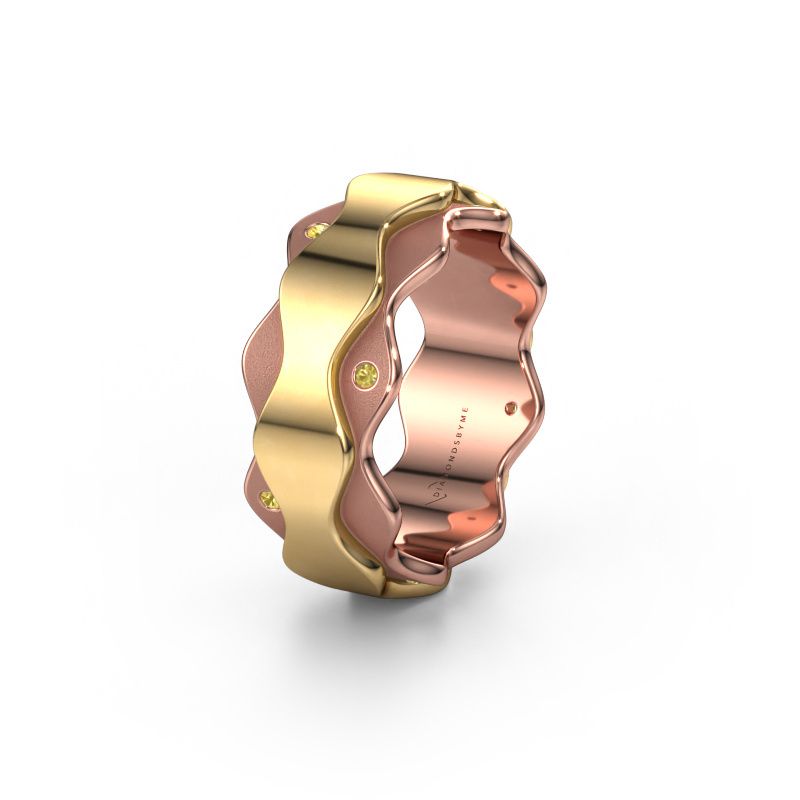 Trouwring WH2034P 585 rosé goud gele saffier ±7x2.4 mm